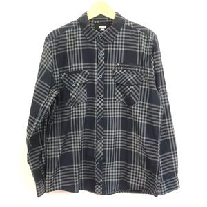 Hype Button Up Long Sleeve Mens Gray Shirt Size L